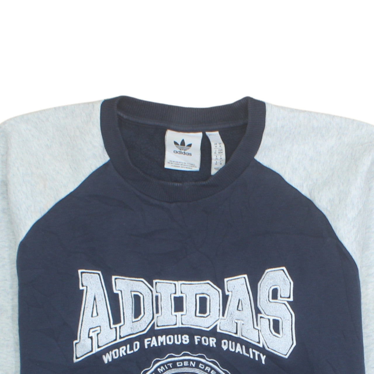 Adidas Men's Blue Grey Pullover Sweatshirt M Retro Graphic Logo Jumper