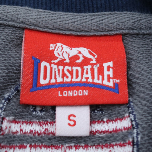 Lonsdale Men’s Grey Full Zip Sweatshirt S Collared Graphic Cotton