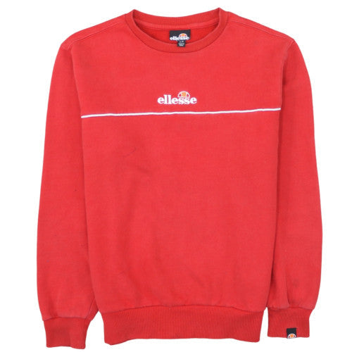 Ellesse Mens Red Crew Neck Sweatshirt Size S Logo Embroidered Pullover