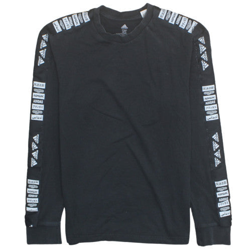 adidas Unisex Black XS Long Sleeve Logo Pullover Sweatshirt