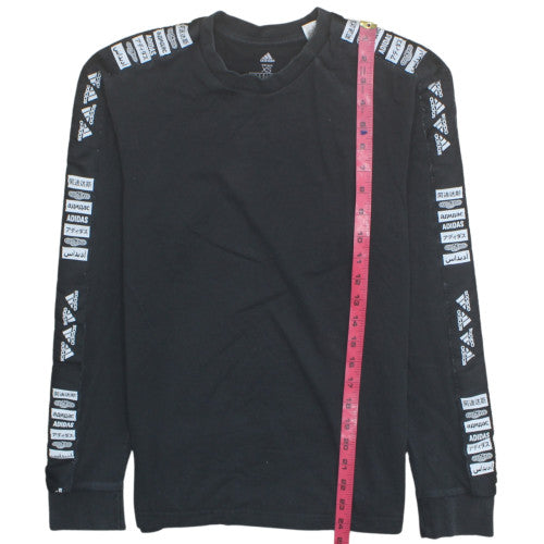 adidas Unisex Black XS Long Sleeve Logo Pullover Sweatshirt