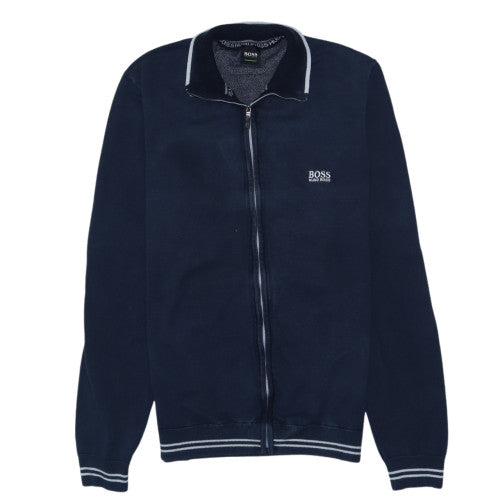 Hugo Boss Men's Blue Full Zip Cotton Knit Sweatshirt M