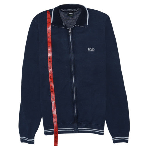 Hugo Boss Men's Blue Full Zip Cotton Knit Sweatshirt M