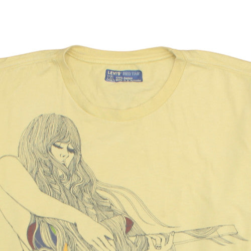 Levi's Red Tab Men's Beige XL Art Print Short Sleeve Cotton T-Shirt