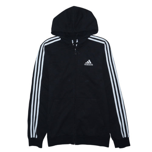 Adidas Mens Black Full Zip Hoodie Small Hooded Athletic Sweatshirt