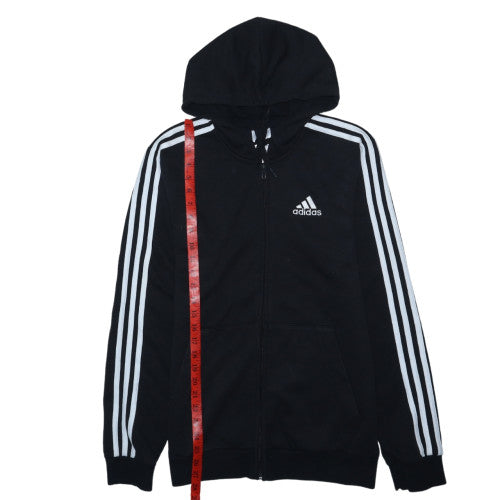 Adidas Mens Black Full Zip Hoodie Small Hooded Athletic Sweatshirt