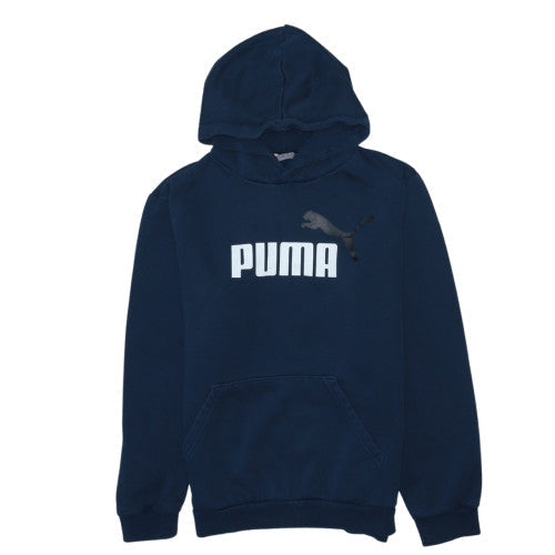 Puma Boys Blue Pullover Hoodie 15-16 Years Graphic Logo Sweatshirt