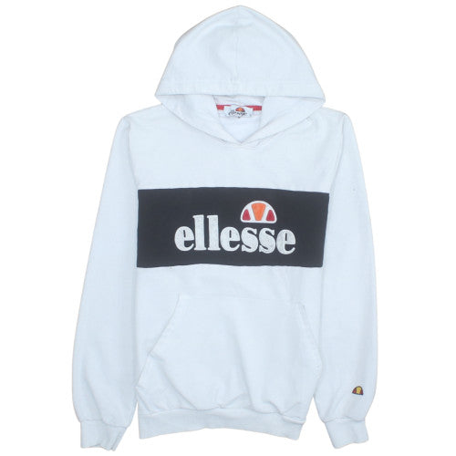 Ellesse Mens White Pullover Hoodie M Retro Logo Fleece Sweatshirt