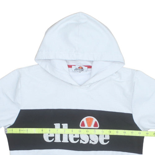 Ellesse Mens White Pullover Hoodie M Retro Logo Fleece Sweatshirt
