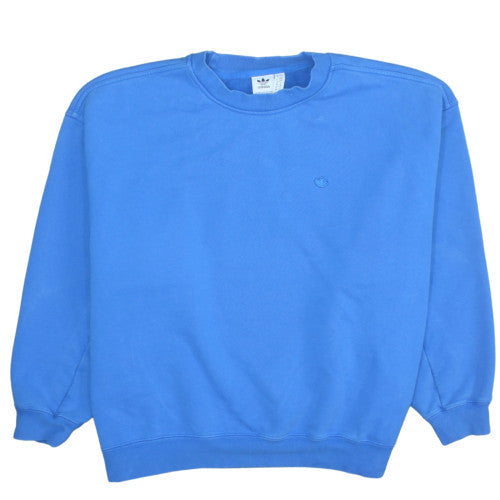 Adidas Women Blue Crew Neck Pullover Sweatshirt Size 10 Cotton
