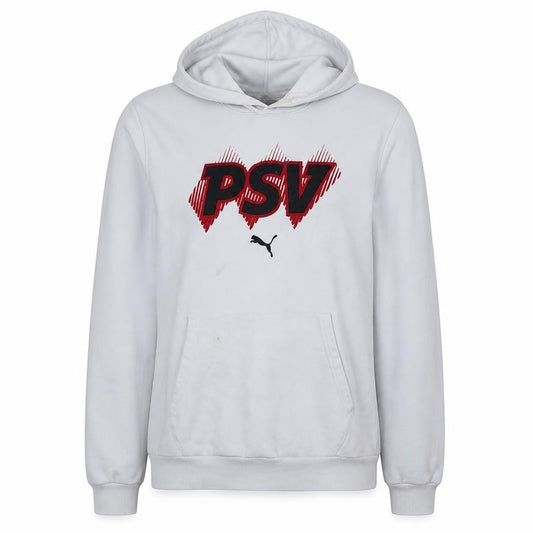 Front view of Puma PSV White Hoodie Women L Graphic Print Pullover