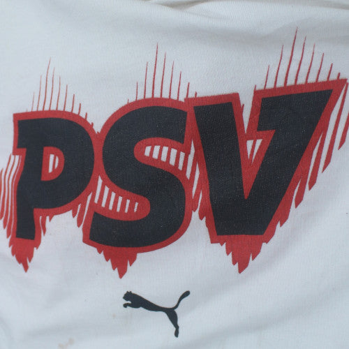 Puma PSV White Hoodie Women L Graphic Print Pullover