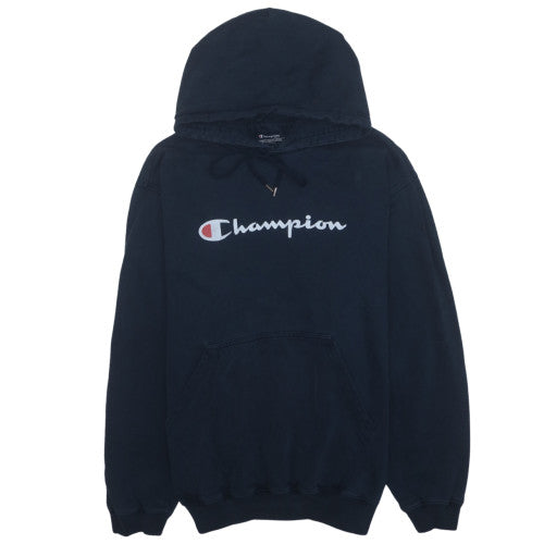 Champion Men's Blue Pullover Hoodie 2XL Logo Fleece Sweatshirt