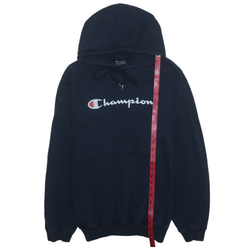 Champion Men's Blue Pullover Hoodie 2XL Logo Fleece Sweatshirt
