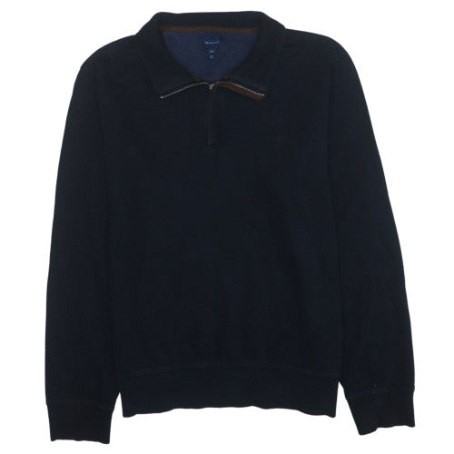 GANT Men's Blue 2XL Collared Half Zip Cotton Sweatshirt