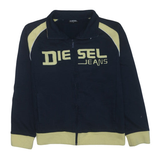 Diesel Mens Navy Full Zip Sweatshirt XL Logo Athletic Style