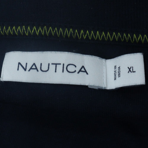 Nautica Men's Blue Striped Cotton Blend Polo Shirt XL Classic Fit