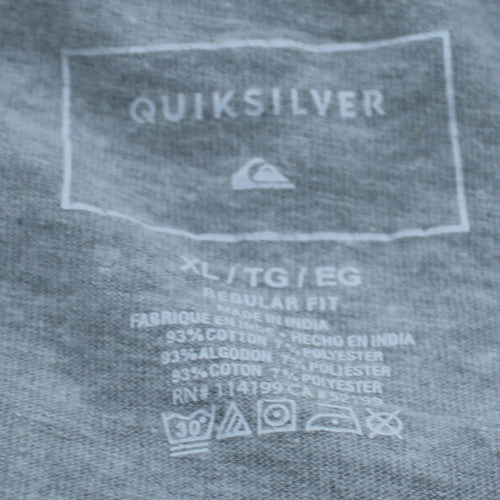 Quiksilver Men’s Grey Graphic Logo Regular Fit T-Shirt XL