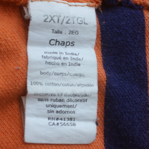 Chaps Men's Orange Striped 2XLT Cotton Polo Shirt