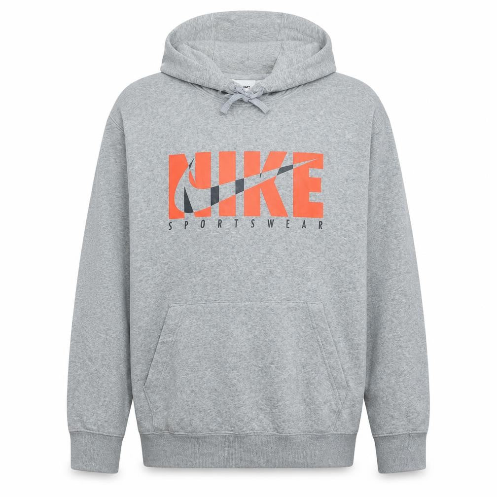 Nike Mens Grey L Pullover Hoodie Fleece Sportswear Graphic Print