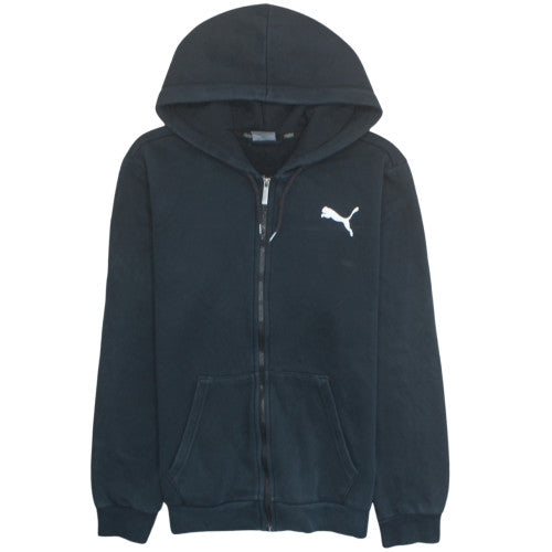 Puma Mens Black Full Zip Hoodie Size S Logo Fleece Sweatshirt