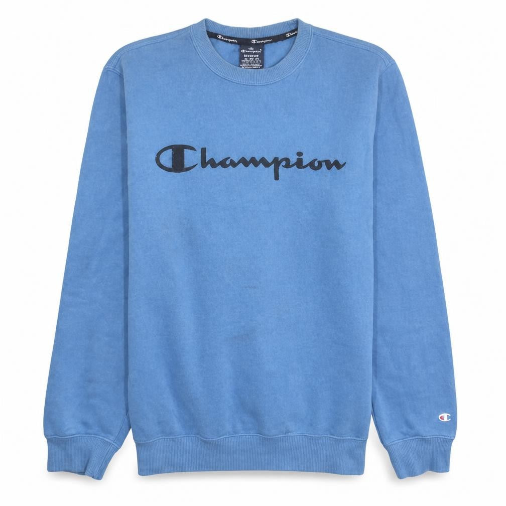 Champion Men's Blue Logo Crew Neck Fleece Sweatshirt M