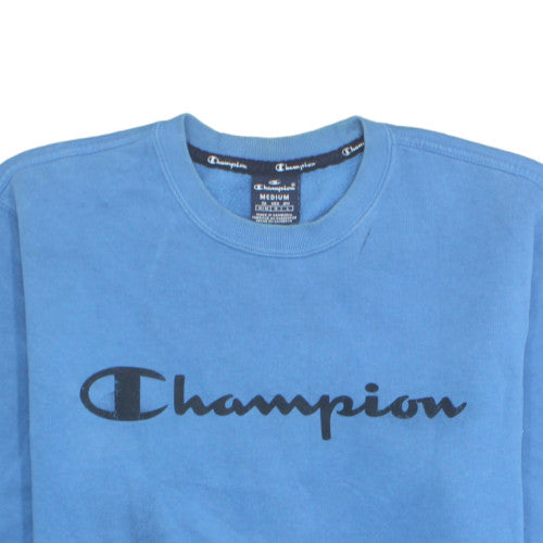 Champion Men's Blue Logo Crew Neck Fleece Sweatshirt M