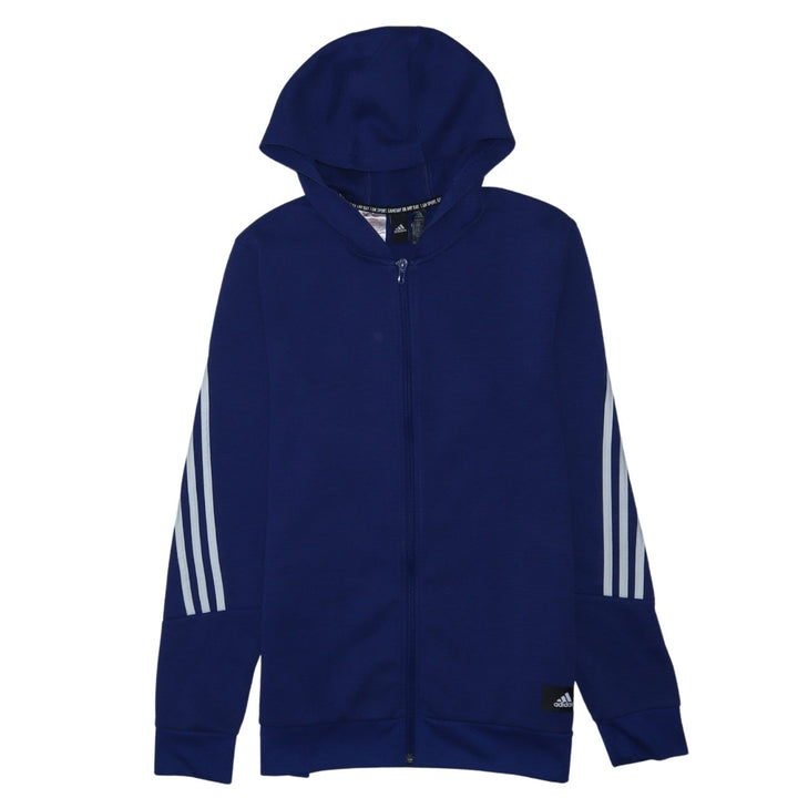 Adidas Boys Blue Full Zip Hoodie XL 15-16 Years Primegreen