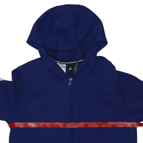 Adidas Boys Blue Full Zip Hoodie XL 15-16 Years Primegreen