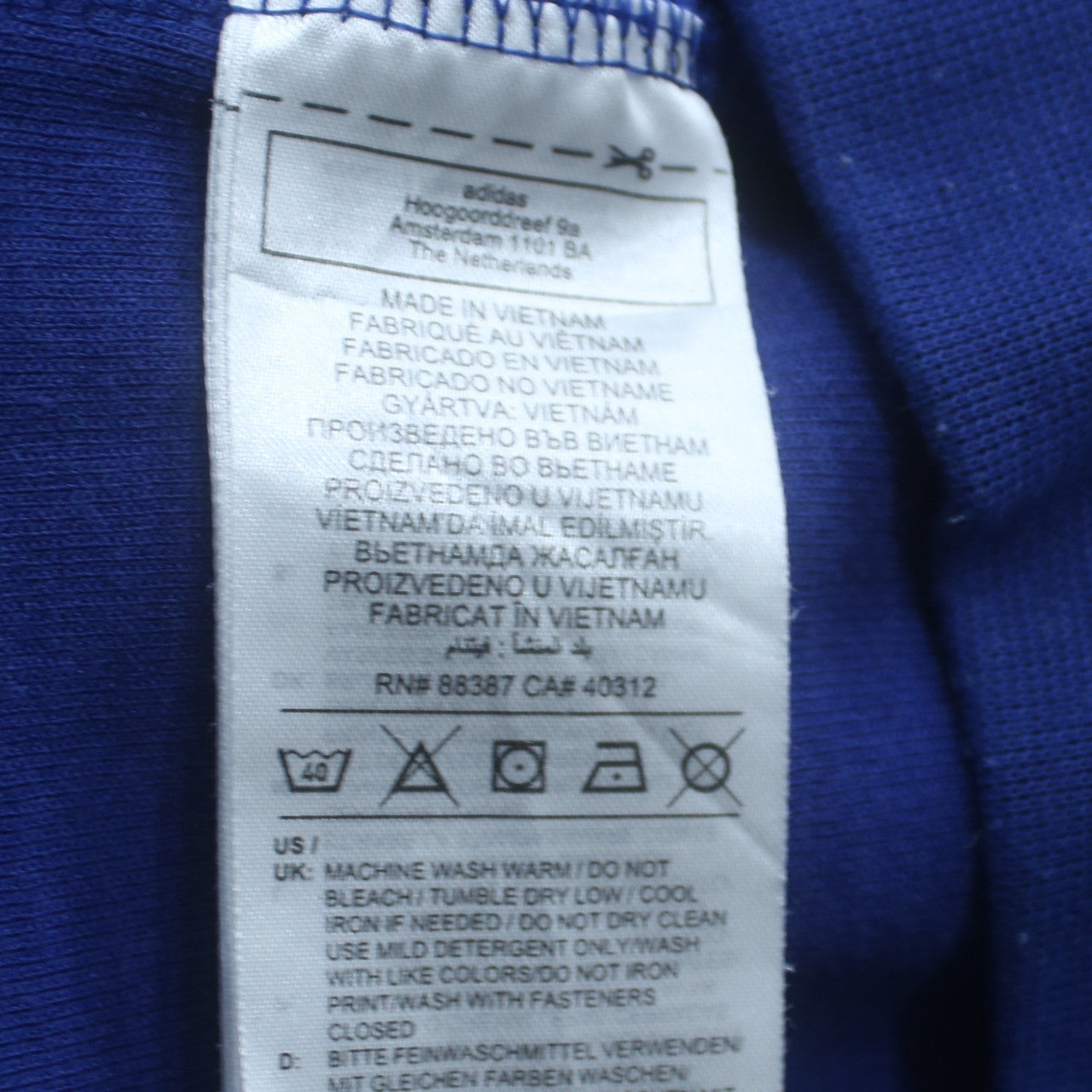 Adidas Boys Blue Full Zip Hoodie XL 15-16 Years Primegreen