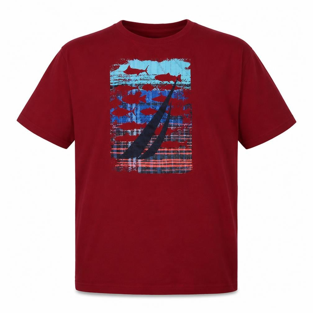 Nautica Men's Red Crew Neck Short Sleeve Graphic T-Shirt XXL