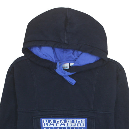 Napapijri Men's Blue XXL Pullover Hoodie Fleece Lined Outdoor