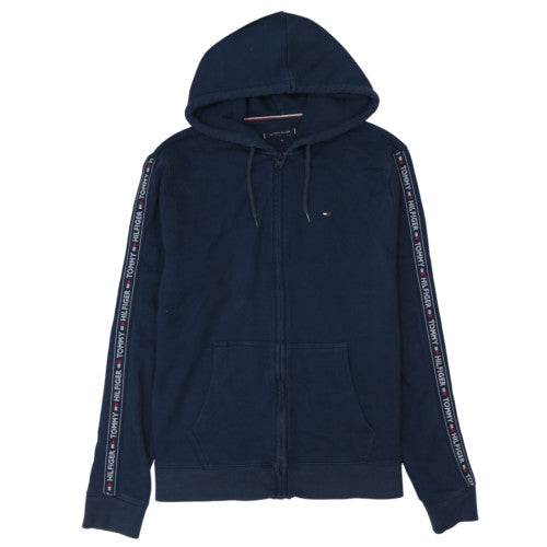 Tommy Hilfiger Men's Blue Full Zip Hoodie XL Logo Trim