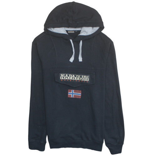 Napapijri Men's Black Pullover Hoodie M Logo Outdoor Fleece