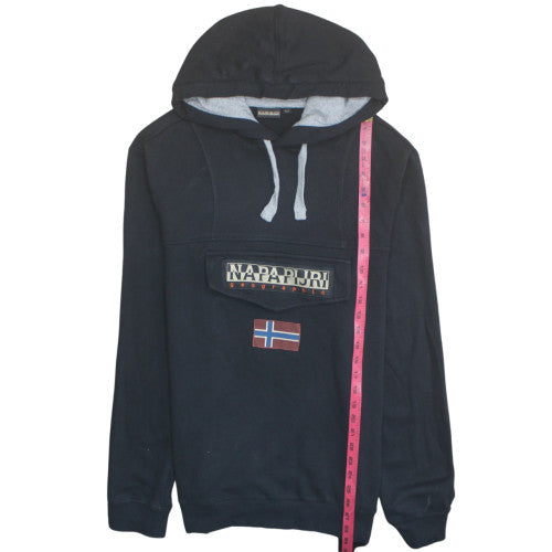 Napapijri Men's Black Pullover Hoodie M Logo Outdoor Fleece