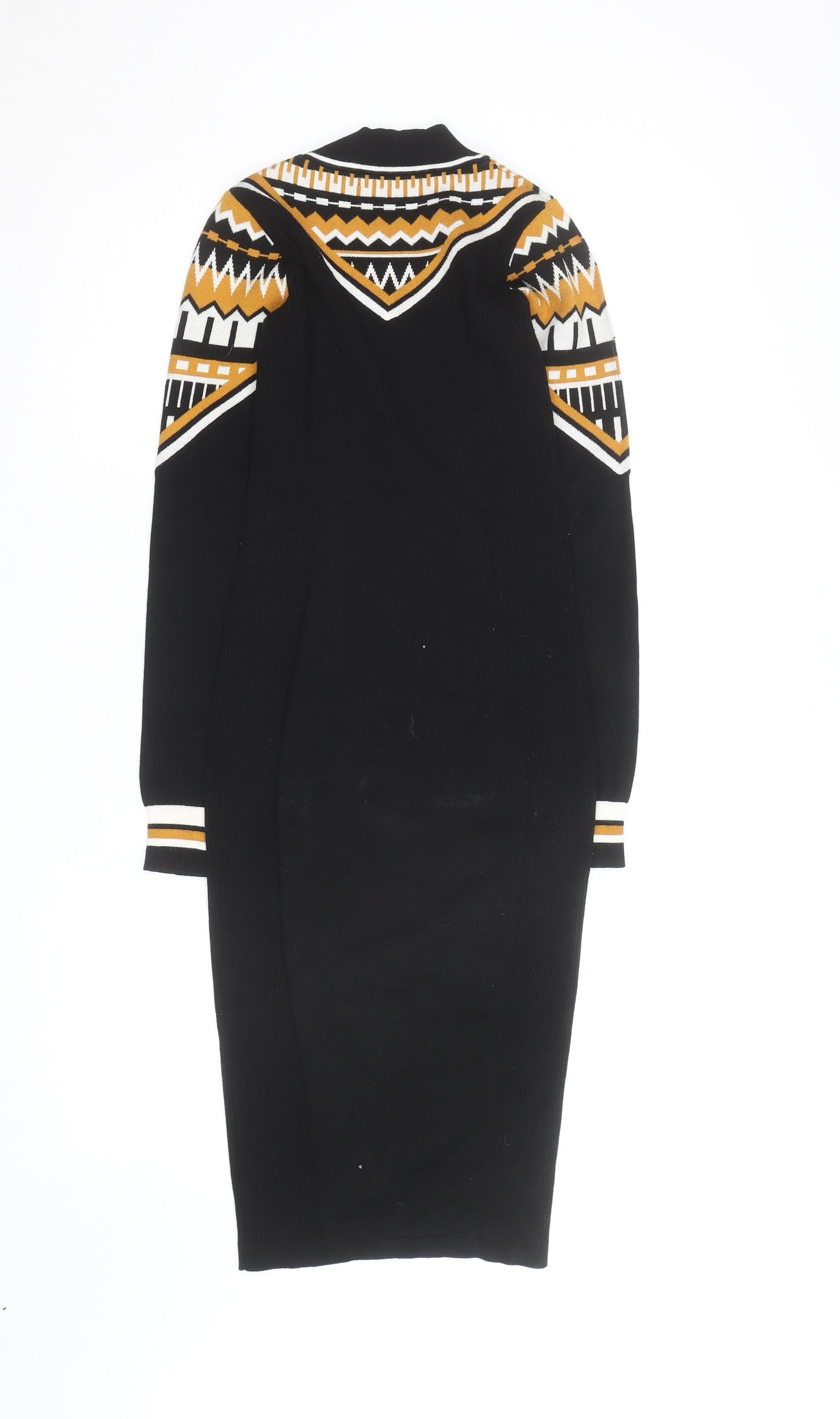 Karen Millen Women's Black XS Geometric Knit Bodycon Midi Dress