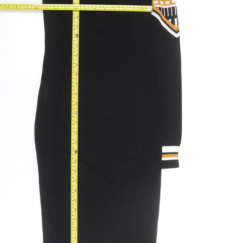 Karen Millen Women's Black XS Geometric Knit Bodycon Midi Dress