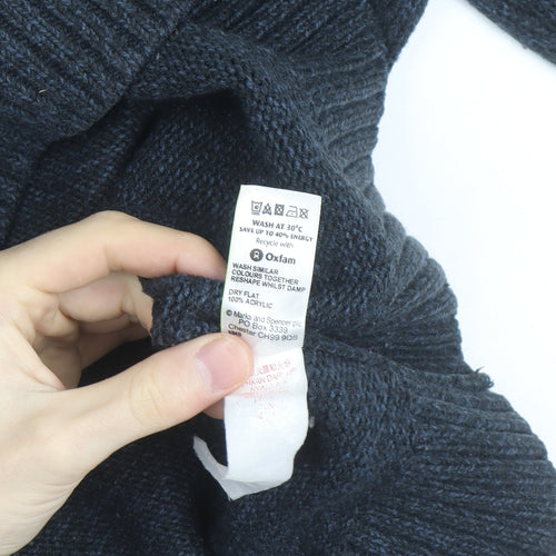 Marks and Spencer Men’s Blue Henley High Neck Jumper Medium