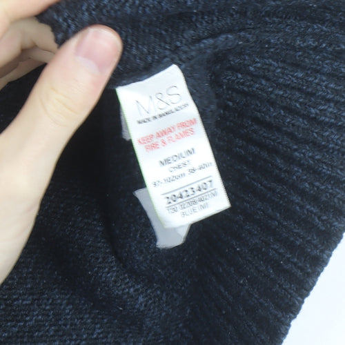 Marks and Spencer Men’s Blue Henley High Neck Jumper Medium