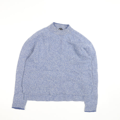 Whistles Women Blue Mock Neck Merino Wool Jumper M