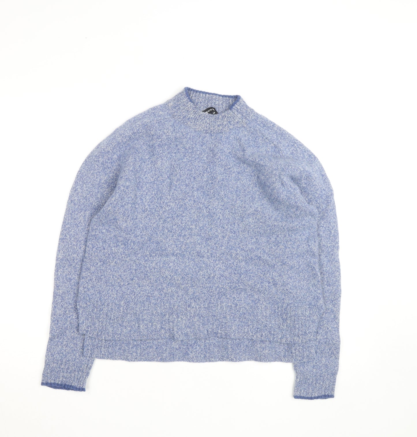 Whistles Women Blue Mock Neck Merino Wool Jumper M