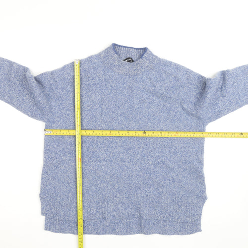 Whistles Women Blue Mock Neck Merino Wool Jumper M