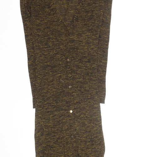 Topshop Women Brown Knit Bodycon Midi Dress Size 6 Long Sleeve