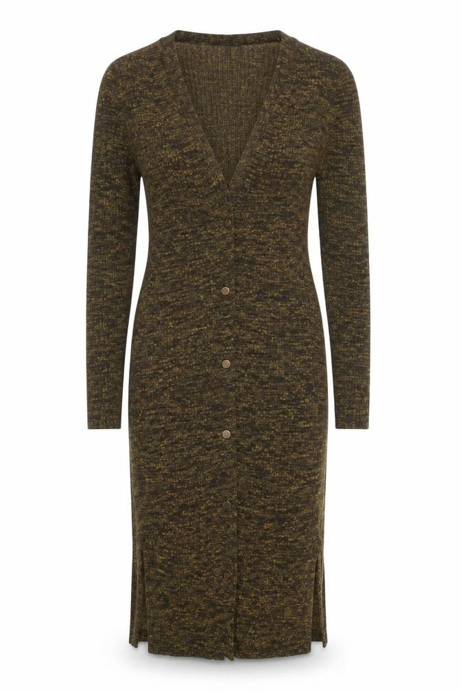 Topshop Women Brown Knit Bodycon Midi Dress Size 6 Long Sleeve