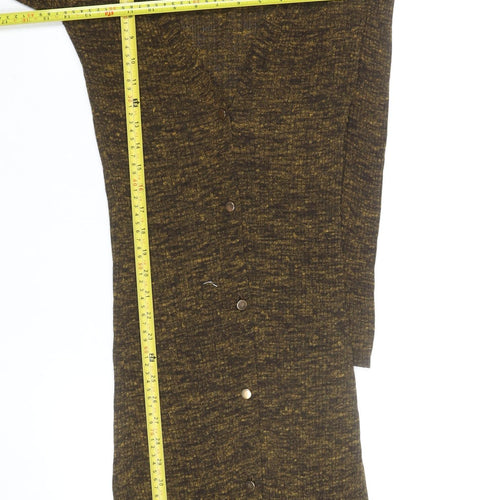 Topshop Women Brown Knit Bodycon Midi Dress Size 6 Long Sleeve