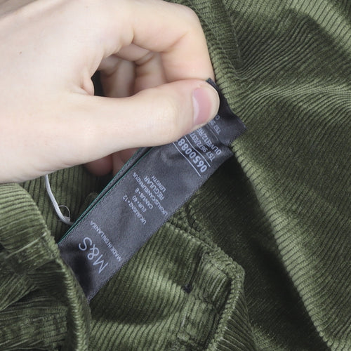 Marks and Spencer Women’s Green Corduroy Trousers Size 12 Regular Fit