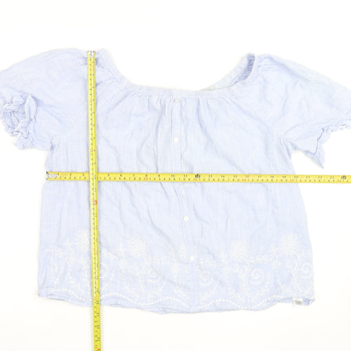 St. Bernard Blue Embroidered Cotton Tunic Blouse Women’s Size 16