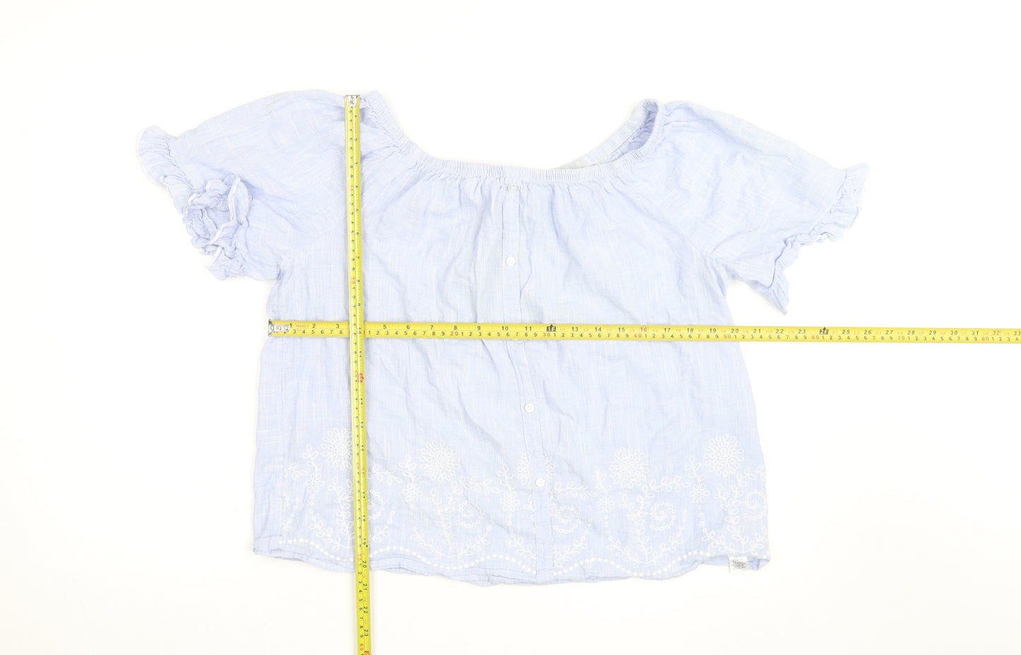 St. Bernard Blue Embroidered Cotton Tunic Blouse Women’s Size 16
