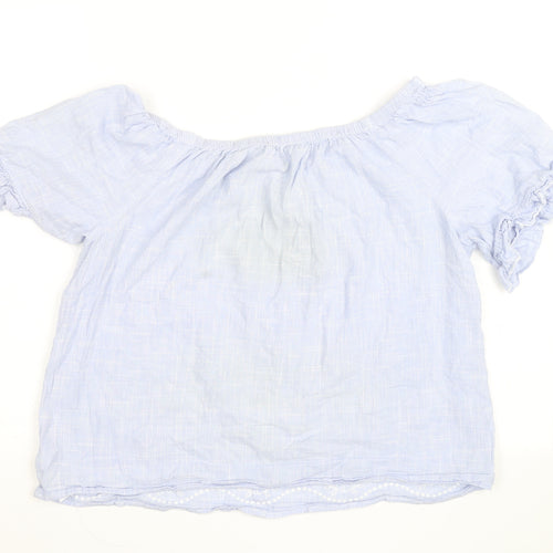 St. Bernard Blue Embroidered Cotton Tunic Blouse Women’s Size 16
