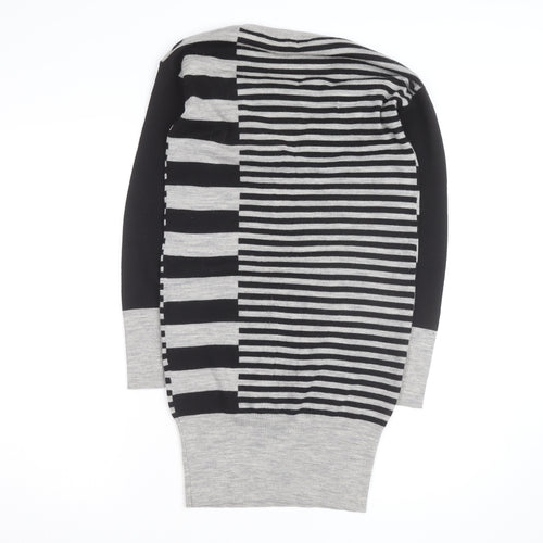 Ted Baker Women’s Grey Striped Wool Jumper Dress Size S Cowl Neck